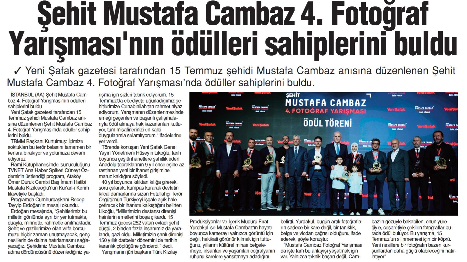 Tünaydın Gazetesi'nde çıkan yarışma haberi