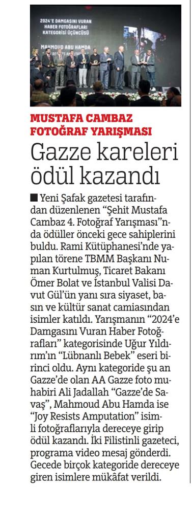 Türkiye Gazetesi'nde çıkan yarışma haberi