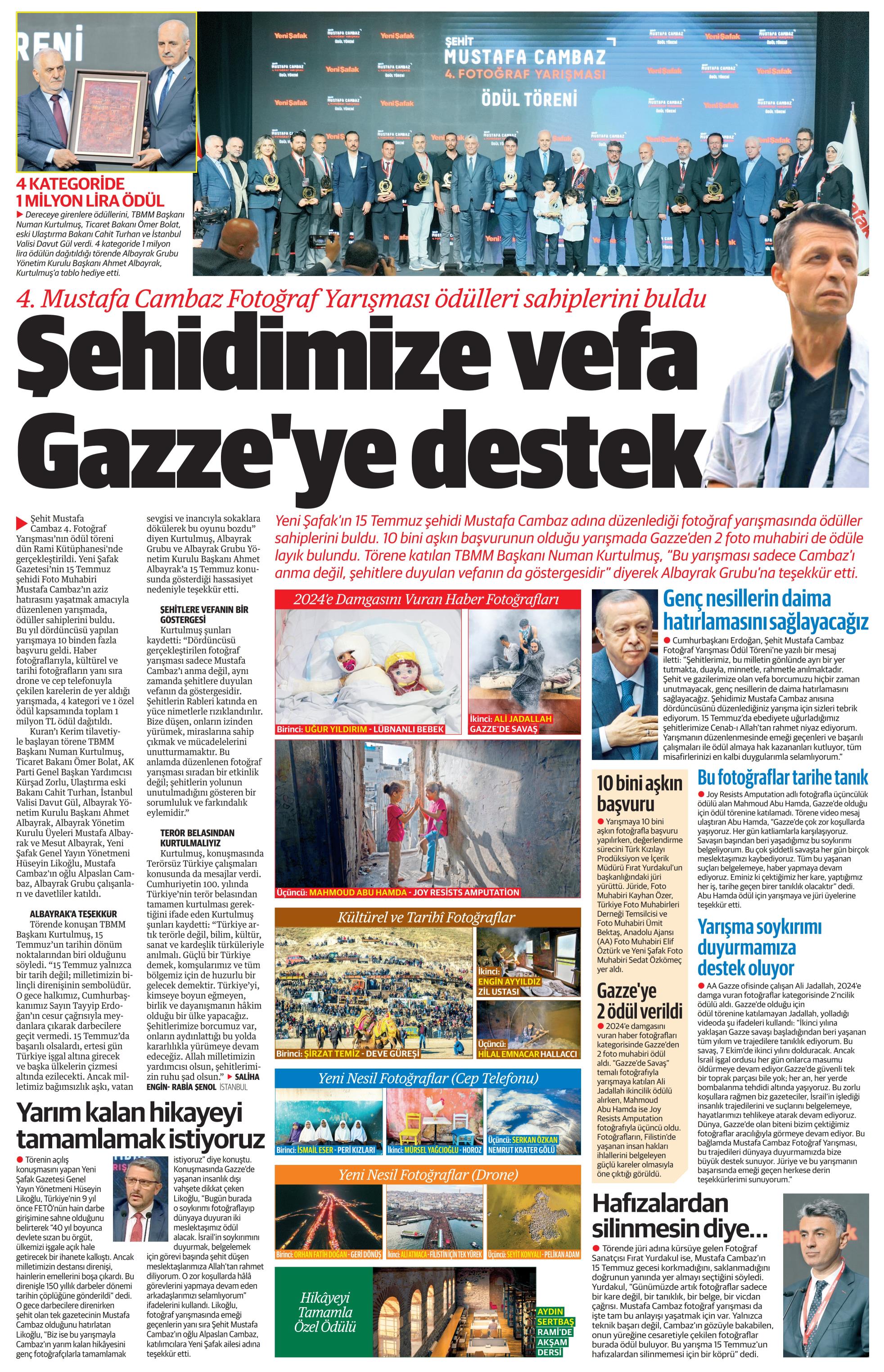 Yeni Şafak Gazetesi'nde çıkan yarışma haberi