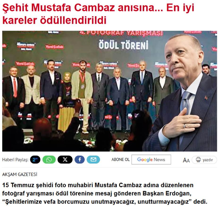 Akşam'da çıkan yarışma haberi